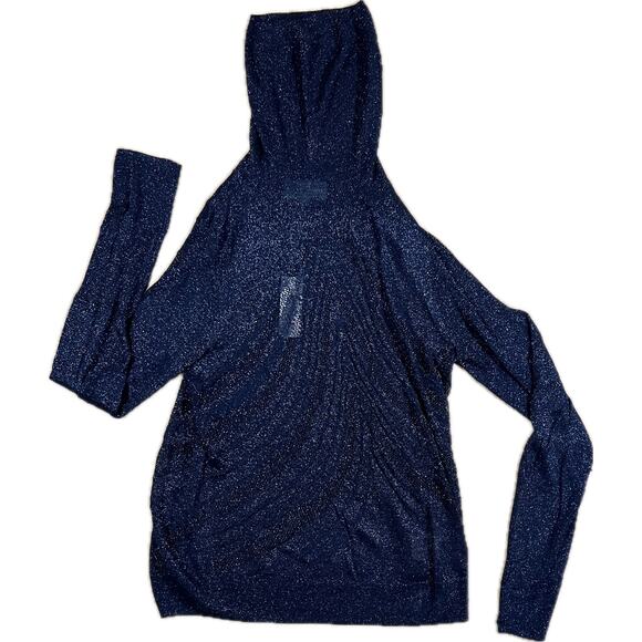 NWT Anthropologie Angel of the North Sheer Metallic Swirl Turtleneck Navy Blue S - Picture 4 of 10